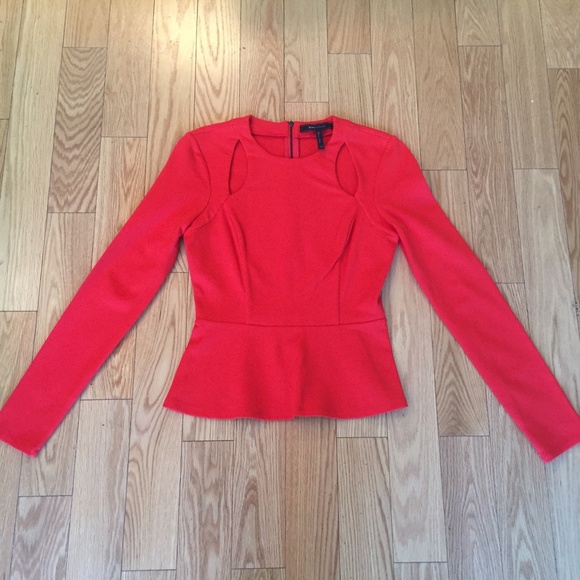 BCBG MaxAzria Bianka Cutout Zip-Back Peplum Top - Picture 5 of 8